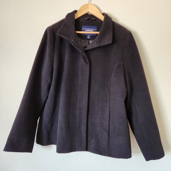 Lands' End Jackets & Blazers - Lands' End Fully Lined Black Jacket/Coat with Concealed Buttons,  Size 14